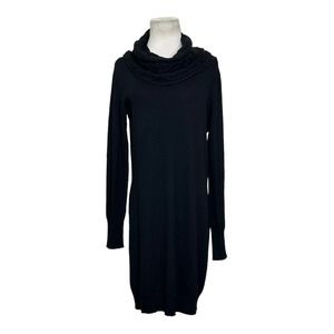 Banana Republic black long sleeves cowl neck sweater mini dress size large
